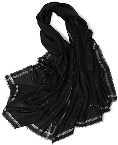 Mooilo, pure feine Wolle, Schal, Luxury Fashion, Schals, Damenmode, Pailletten, Rachel Glitzer schwarz - Design, made in Germany
