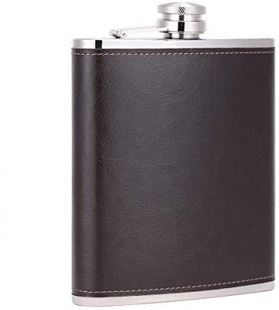 TANEAXON Flasque à Whisky en Acier Inoxydable Grande Capacité avec Emballage en Cuir Couleur café 530 ml
