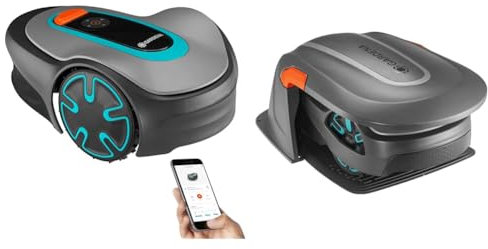GARDENA Mähroboter SILENO minimo: Mit Bluetooth App programmierbar, mäht automatisch und streifenfrei Flächen bis 500m² & Garage für Mähroboter: Garage für Rasenmäher