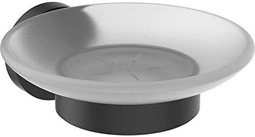 Ideal Standard IOM Porte Savon Mural Rond Verre satiné Noir mat Fixations incluses A9122XG