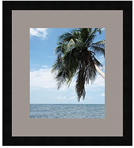 RK Cadres Bilderrahmen mit Passepartout Grau TV für EIN Bild 22x28 oder 28 x 22 cm Rahmen Schwarz, 3 cm Breiten Holzleisten, Holzrahmen