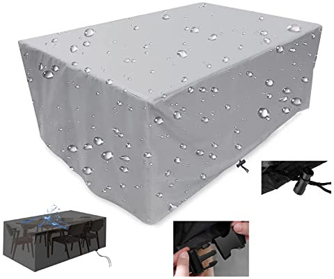 Gartenmöbel Abdeckung Rechteckig, 400x400x100cm (157.5x157.5x39.4in) Abdeckplane für Gartenmöbel Witterungsbeständig Winterfest Schutzhülle Abdeckplane für Lounge Loungemöbel Tisch und Stühle