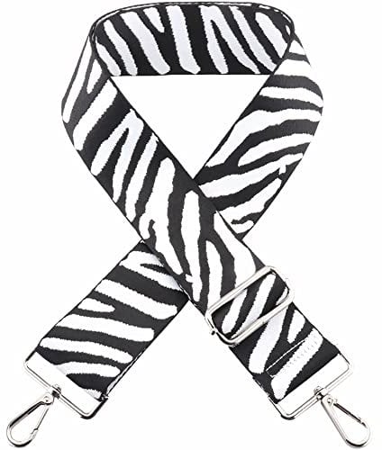 Kiwochy Taschengurt Schulterriemen Breiter Schultergurt Schwarzer Zebradruck Handtaschen Schulterriemen Canva Riemen Breite 2 Längenverstellbarer 31,5-51 Karabiner in Silber für Taschen Handtaschen