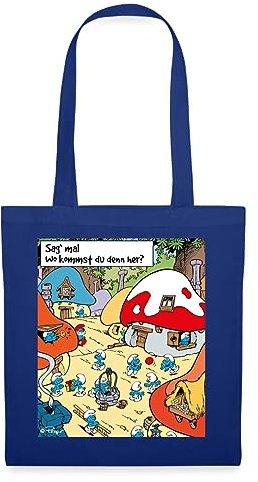 Spreadshirt Die Schlümpfe Schlumpfdorf Schlumpfhausen Stoffbeutel, One size, Royalblau