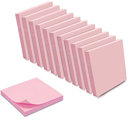 WAYTEX 1200 Haftnotizen, wiederverwendbar, Pastellrosa, 12 Blöcke à 100 Blatt, 75 x 75 mm, quadratisch