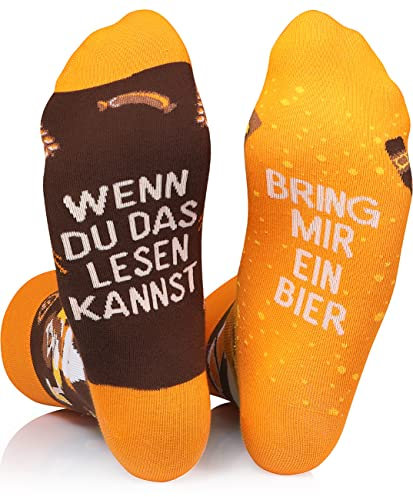 TODO Colours - Calzini divertenti con motivo, spiritosi, multicolore, birra, 39-42