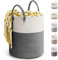 Rieeyrslza Corbeille à Linge en Coton Tissé D35 x H40 CM Panier de Rangement en Corde de Coton 39L Pliage Grande Capacité Corbeilles à Linge Avec Anse Convient à la Décoration Intérieure (Gris Foncé)
