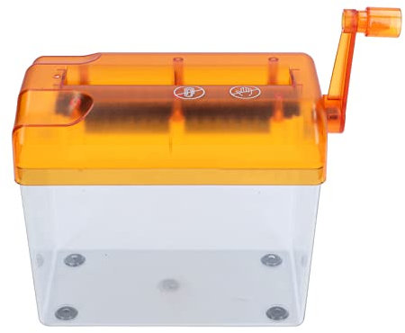 Manueller Aktenvernichter, Mini A6 Aktenvernichter 20 x 10 x 14 cm Tragbar Handkurbel Partikelschnitt Manueller Papierzerkleinerer Grau Kunststoff Transparent Papierschredder für DIN A6 Blätter