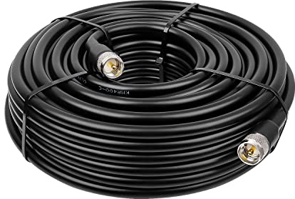 MOOKEERF Cavo coassiale RG8, 30,5 m, UHF maschio PL-259, cavo coassiale CB da 50 ohm, cavo jumper UHF per radio CB, radio VHF, misuratore SWR, analizzatore di antenna
