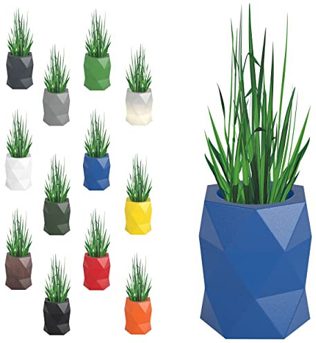 Monumo®️ Modena Blumentopf Groß XXL mit Innenkasten wetterfest, Blumenständer für Garten, Pflanzentopf für Balkon, moderner Blumenvase, Blumenkübel, viele Farben (46 cm x 46 cm x 54 cm, Blau)