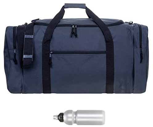 Sporttasche Herren Damen sehr groß XXL Spear Gym 68 cm 65 Liter Bag Fußballtasche Saunatasche Sport Fitness Sauna Gymbag 658 Large + Trinkflasche (Grau)