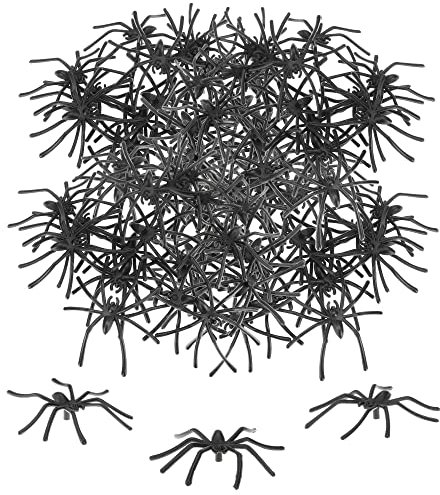 com-four® 80x Deko-Spinnen - Tischdekoration für Horror-Partys zu Halloween - Kunststoffspinnen als Streudeko - gruselige kleine Spinnen aus Plastik