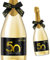 Giftota 2 Etichette per Bottiglie di Compleanno e Fiocchi, autoadesive, per spumanti e Vino Spumante, per 50 Compleanni, Regalo di Compleanno per Uomini e Donne