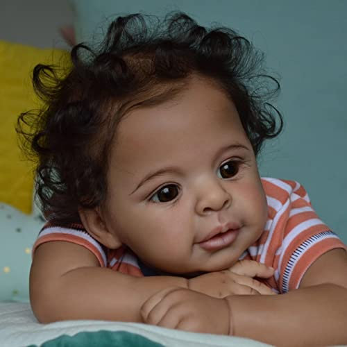Anano Reborn Baby Mädchen Schwarze Haare 21 Zoll Biracial Lebensechte Babypuppen Wie Echt Junge Günstig Echte Reborn Baby Silikon Puppen Baby Mit Gemischter Brauner Haut
