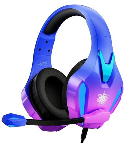 PHOINIKAS PS4 Gaming Headset for PC, PS5, Switch, H9 Xbox One Headset with Noise Cancelling Mic, Over Ear Stereo Headphones with Bass Surround (H9 Wired-Violet)