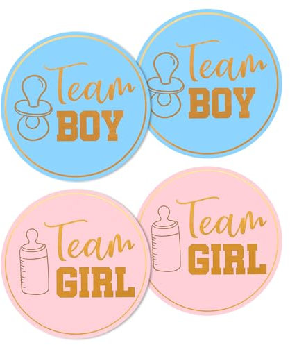 24 Stück Gender Reveal Aufkleber, 12 Team Boy und 12 Team Girl, Runde Etiketten Gender Reveal Aufkleber Gemischte Dekoration für Baby Shower Babyparty Partytaschen Gastgeschenke