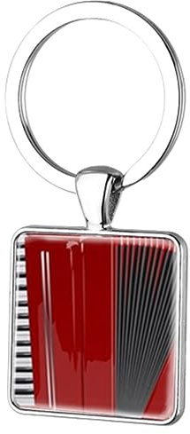 Porte-clés carré en verre avec accordéon en forme d'accordéon, Argenté., 33W UK