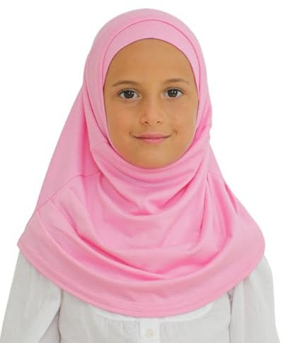 Prien Hijab Für Kinder, Türkisch Kopftuch Mädchen, Muslim Damen Schal, Viszid Tuch, Islam Kopftücher, Muslimische Frauen Khimar Abaya, Easy Kleidung, Tesettür Giyim (Rosa)