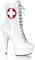 KUGEKI High Heels Stiletto Plateau Stiefeletten Seitlicher Reißverschluss Pole Dance Schuhe Party Kurze Booties 15cm,White,39