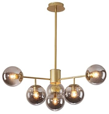Modern Pendelleuchte Mid-Century Glas Globe Kronleuchter Vintage verstellbare Globe Pendelleuchte Farmhouse Industrial Hängelampe for Schlafzimmer Küche Insel Esszimmer Wohnzimmer ( Color : Smoke Gray