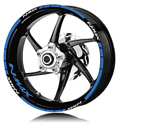 PuLaif Streifenaufkleber Motorrad-Felgen-Abziehbild-Innenring-reflektierende Aufkleber-Folie Für Yamaha-nmax (Color : Blu)