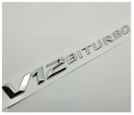 GeRRiT yzw6688 1 Stück Auto-Emblem „V8 BITURBO“, kompatibel mit E63 ML63 CLS63 GL63 V6 BITURBO, Auto-Emblem-Stick, Auto-Styling (Color : V12)