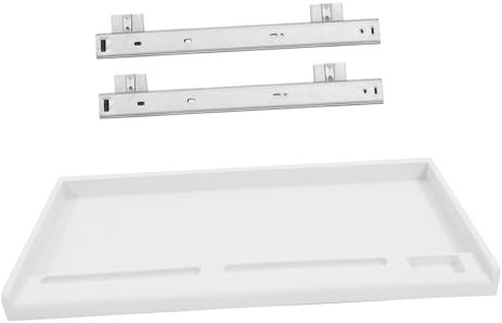 VILLFUL Under Desk Keyboard Tray Sliding Drawer with Clamp Pull-Out Keyboard Holder for Office Desk Computer Workspace Storage Gray White Set
