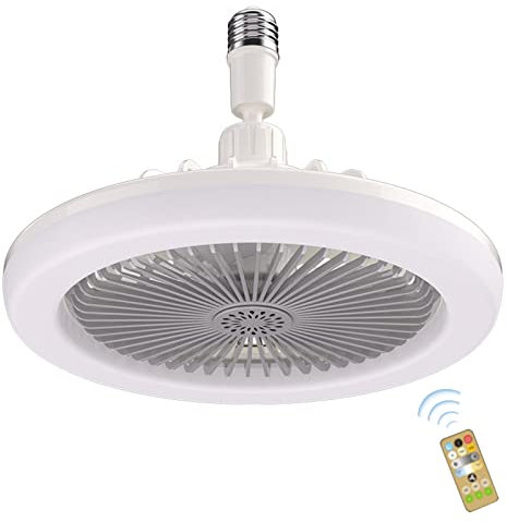 RuiDay Ventilatore da Soffitto con Luce, Telecomando, Silenzioso 3 Velocità Plafoniere da Soffitto, E27 30W Lampadario Ventilatore da Soffitto per Soggiorno Camera Letto Sala Pranzo Cucina (Grigio-A)