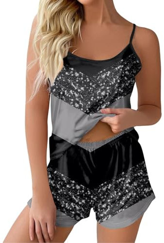 Ensemble Femme Pantalon Et Haut Pyjama Femme Sexy Chic Pyjashort Femme Pyjashort Femme Été Pyjama Femme Soie Pyjama Femme Ete Haut Femme Pyjama Femme Grande Taille Pyjama Gris L