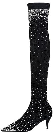 Scarpe con tacco alto da donna con tacco alto sulla punta stivali con lucido 7 cm, Nero , 40 EU