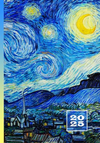 2025: A5 Kalender Planer | 1 Woche auf 2 Seiten | Jan - Dez Wochenplaner | Kalenderbuch Terminkalender | Organizer Wochenkalender | Terminplaner ... | Vincent Van Gogh Sternennacht