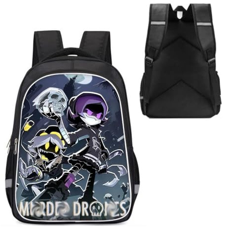 JUSONGKWCP Murder Uzi Drones Rucksack Schultasche | Stilvolle Wasserdichte Nylon Rucksack Casual Daypack | Primary Junior High University Schultasche Bookbag (Black-1)