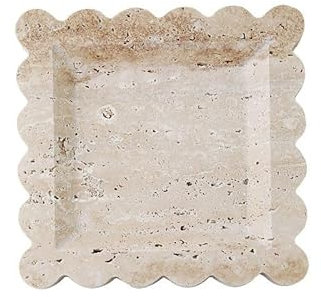 JZWCHQ Bandeja Estilo WABI-sabi Travertino Amarillo Plato Decorativo de Frutas Mármol Aromaterapia Vela Bandeja de Almacenamiento Adornos Bandeja de Almacenamiento Paleta (A)