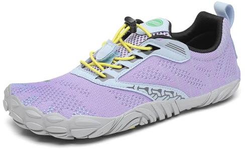 SAGUARO Barefoot Mujer Zapatillas Minimalistas de Trail Running Antideslizante Calzado Barefoot para Zero Drop Soles Lavanda Pálido,Gr.38