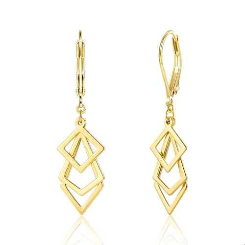 ALEXCRAFT Hängende Ohrringe Damen Gold Lange Ohrringe mit Geometrischer Anhänger Lange Drop Ohrring Hängende Ohrring Gold Schmuck für Damen Mädchen