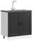 Homgoday Mueble bajo Fregadero Porto Negro 80x46x81,5cm Madera diseñada Mueble bajo de Cocina Módulos de Cocina sin encimera Mueble de Lavabo