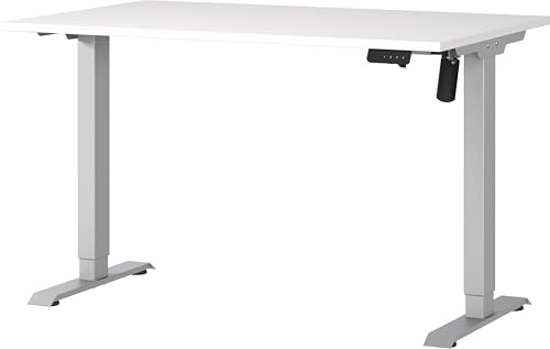 Germania Schreibtisch 8022-639, in Weiß/Silber, elektr. höhenverstellbar, 120 x 119 x 80 cm (BxHxT)