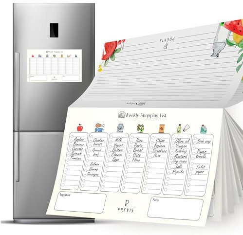 Lista Compra Nevera Magnetica - Ordena Lista segun Categorias Alimentos - Escribe y Aranca - 12 Semanas - Shopping List - Lista de la Compra Frigorifico Magnética - Pizarra Regalo Original de Cocina