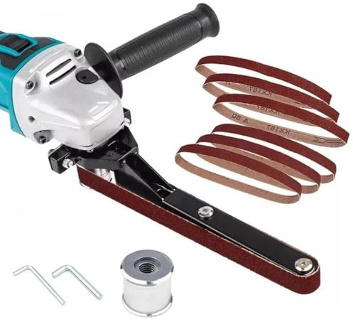 FiTspi Grinder Mini Sander with 6pcs Sanding Belts (60/120 Each 3pc), Multifunctional Cordless Polishing Machine, Mini DIY Sander for 100/115/125mm Electric Angle Grinders