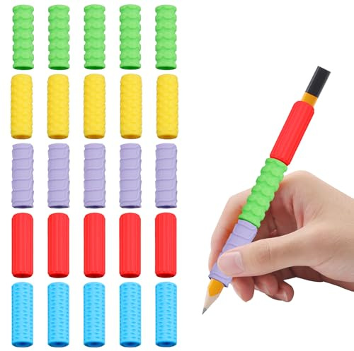 24 Pcs Textured Silicone Sensory Pencil Grips for Autism ADHD Kids Stress Relief Calming, ADHD Tools Sensory Fidget Toys for Kids Adults,Anxiety Relief Items,Quiet Fidget Toys for Classroom