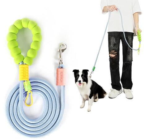 Guinzaglio per cani resistente, 1,8 m x 1 cm, regolabile, con morbida maniglia imbottita e clip, adatto per animali domestici di taglia media, guinzaglio resistente per passeggiate con cani, jogging