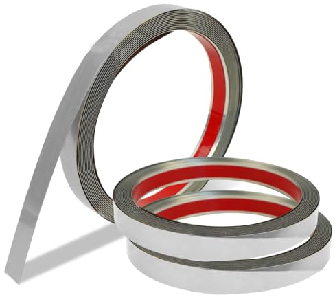 Chanumetal 3Pcs Metallband Selbstklebend, Edelstahl Silber Zierleisten Selbstklebend, Edelstahlformleiste 5m lang, 1,5cm Breit für Kantenschutz Wand, Türrahmen, Fliesen (Silber 1,5cm 3Pcs)