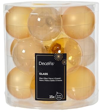 Kaemingk Weihnachtskugeln Glas 6cm 15 Stück - matt & glänzend & transparent - Christbaumkugeln Weihnachtsbaumkugeln für Weihnachten - Christbaumschmuck & Weihnachtsbaumschmuck - Gold Mix transparent