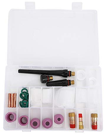 TIG Welding Torch Parts Durable TIG Glass Cup Ceramic Nozzle Gas Lens Collet Body Kit for TIG Welding Torch Repair 31pcs 6# 7# 8# 10# 12#