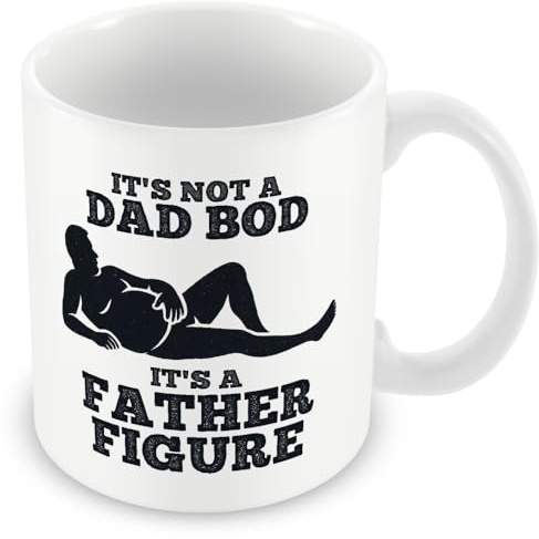 MUGGZ Funny Dad BOD Mug – “It’s Not a Dad BOD It’s a Father Figure” – Novelty Coffee Cup Gift