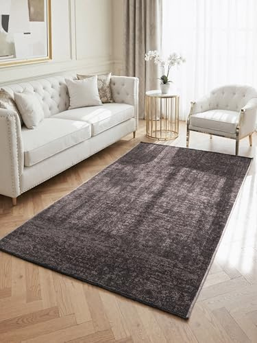 Elle Decoration Brilliance - Kurzflor Teppich Prisma, Wohnzimmerteppich mit Raster Design, Kachel, Quadrat Muster, Glänzender, Moderner Teppich für Wohnzimmer, Schlafzimmer - Braun, 200x290 cm
