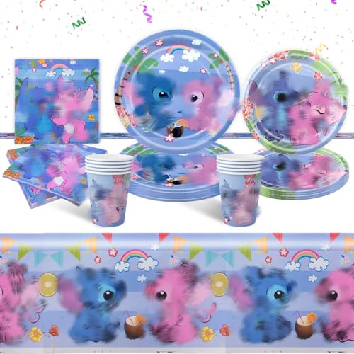 Geburtstag Party Blau Pappteller Kindergeburtstag- Anime Partygeschirr Birthday Dragon Geburtstagsdeko Mädchen Junge Geschirr Party Tableware Supplies Kit Teller Tischdecke Servietten Tassen 10 Kinder
