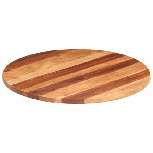 IBUQDDV Massivholz Tischplatte Akazie Rund 80 cm Durchmesser 25-27 mm Stärke Tischplatte aus Holz für Essbereich zum Auffrischen