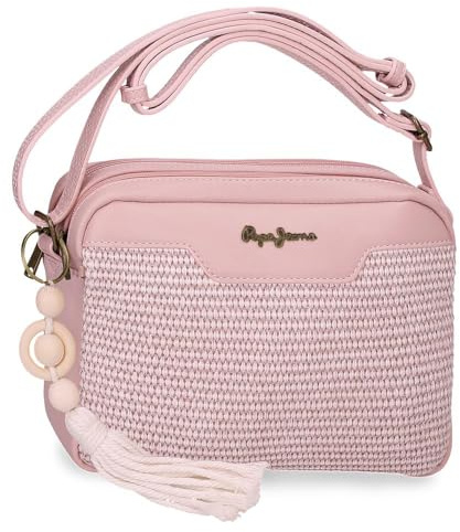 Pepe Jeans Clara Rucksack, Handtasche, Umhängetasche in Beige und Rosa, aus Polyester und PU, von Joumma Bags.
