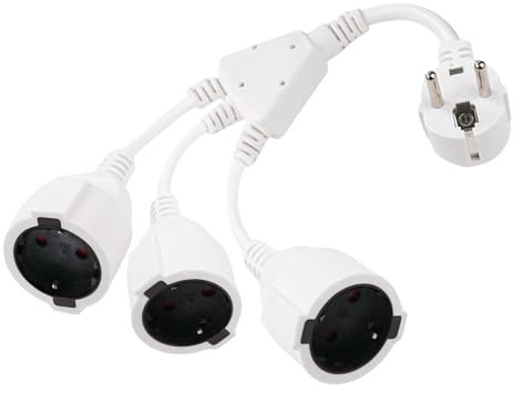 3Fach Steckdosenadapter, Verlängerungskabel 3 Fach Mehrfachsteckdose 250V 16A maximal 3680W PVC mit flexiblem Kabel für Haushalt und Büro weiß